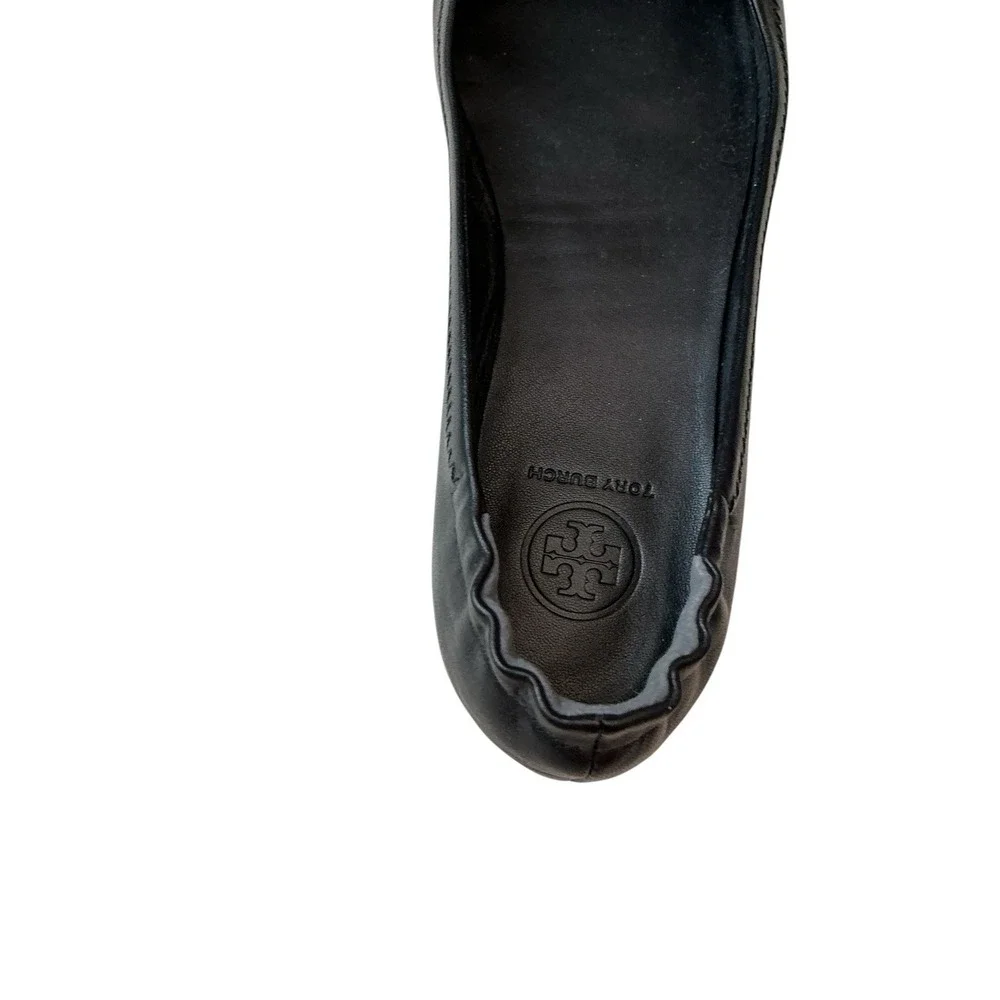 Tory Burch Women's Size 6.5  Black Minnie Travel Ballet Flats